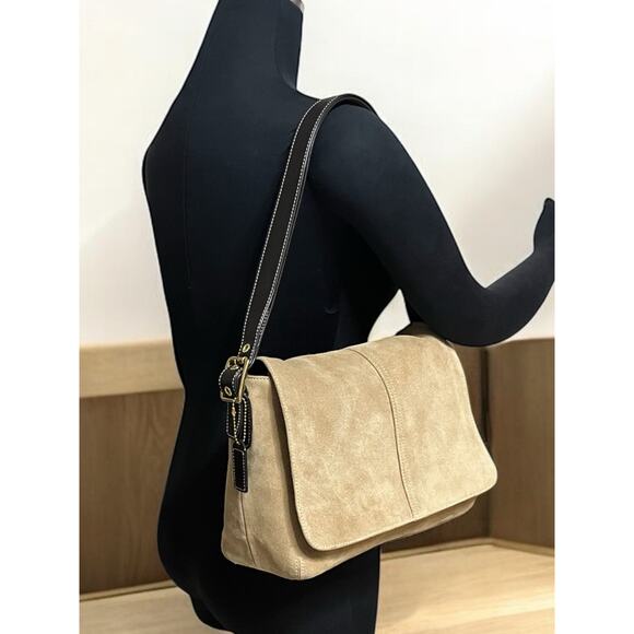 Vintage Coach 9578 Suede Crossbody Flap Bag - Picture 7 of 12